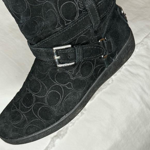 Coach Thelma Black Signature Embossed Suede Boots size 8 in good condition sexy - Picture 13 of 16
